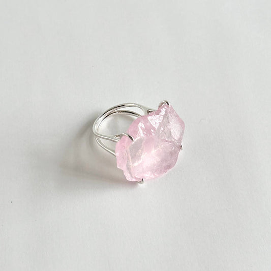 ROSE QUARTZ ROUGH STONE RING F690