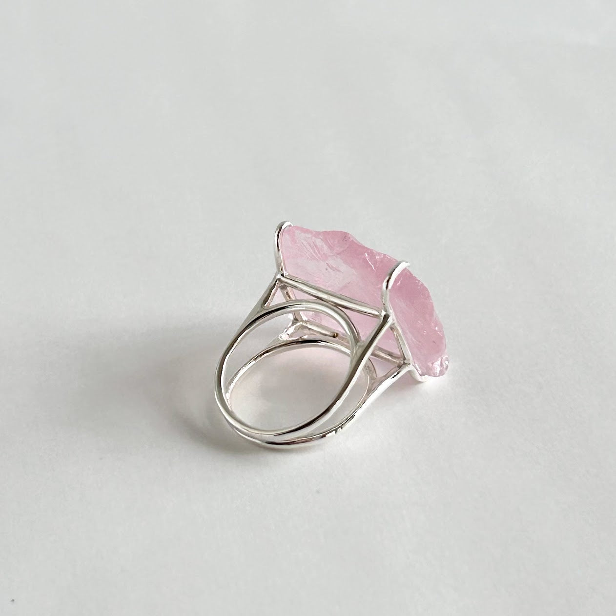 ROSE QUARTZ ROUGH STONE RING F690